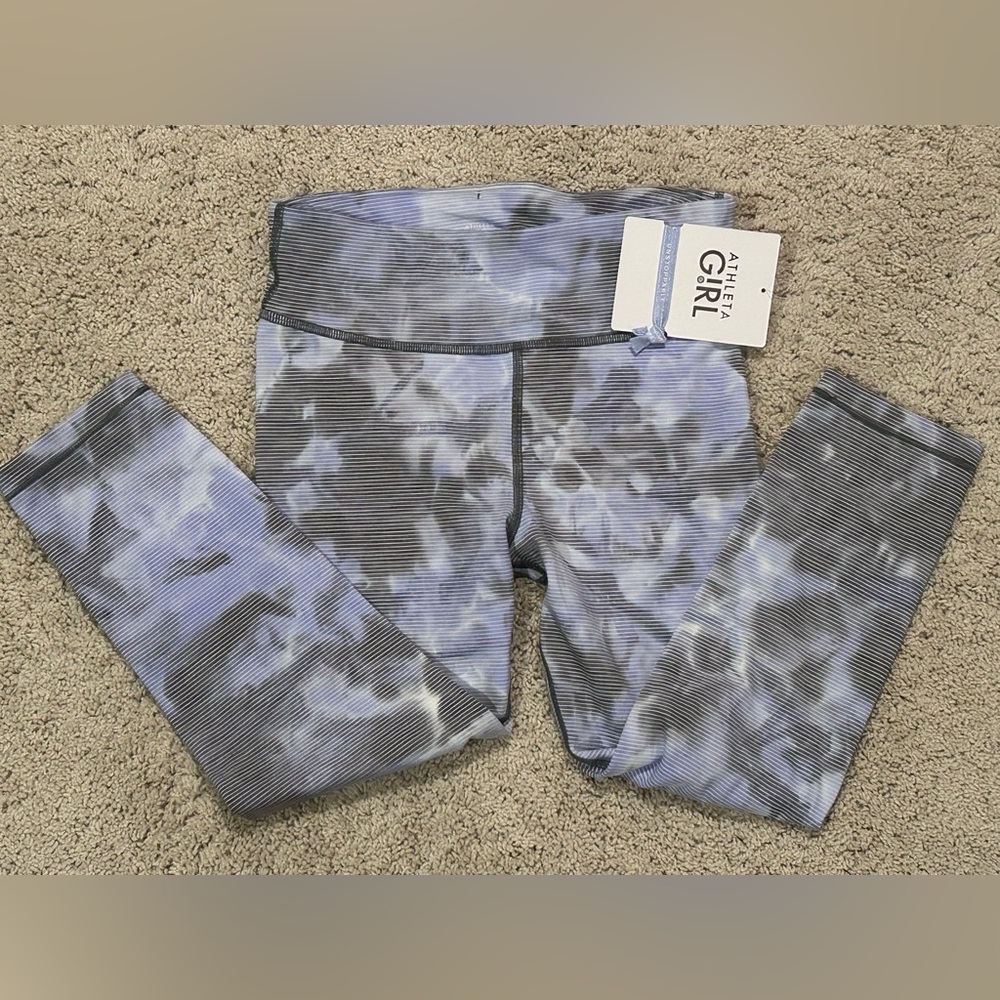 Athleta Kids Gray and Blue Chit Chat Textured Capri Leggings